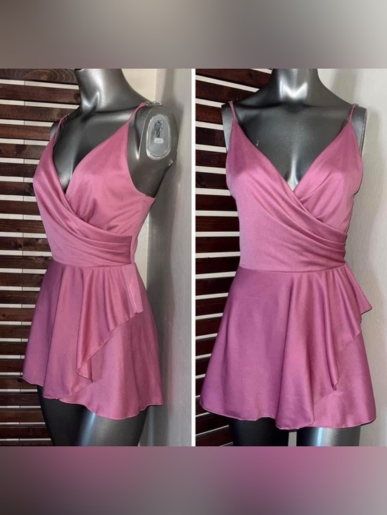 American Vintage Dresses & Skirts - 1970s Vintage Pink Wrap Style V-Neck Customized Disco Dress